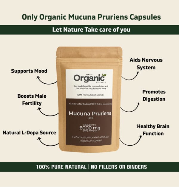 Mucuna Pruriens(Kaunch Beej) Capsules - 6000mg - Image 3
