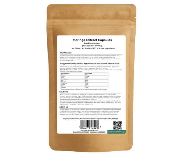moringa extract capsules back